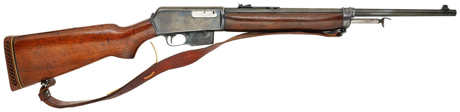 1950 Winchester 1907 S.L. .351WIN Semi-Auto Rifle: Serial: 51408 Manufacturer: Winchester (c. 1950) Model: 1907 S.L. Caliber: .351WIN Barrel length: 20" Condition: Very Good; wood stock has handling marks & has been revarnished; barrel & r