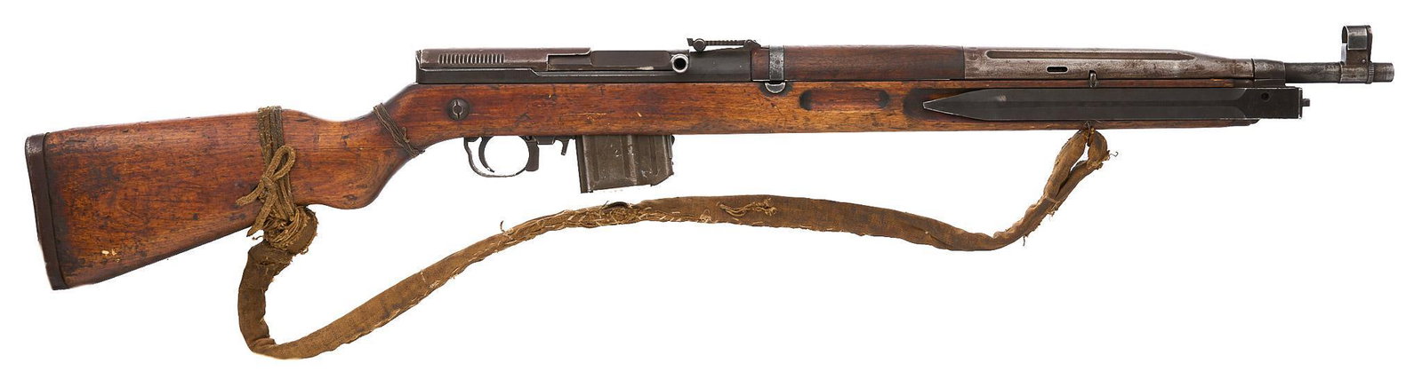 Ethiopian Return CZ AYM VZ-52 7.62x45mm Semi-Auto Rifle W/ Bayonet: Serial: S17424 Manufacturer: AYM CZ, Czech / Inter Ordnance, Royal Tiger Imports (c. 1955) Model: VZ52 Caliber: 7.62x45mm Barrel length: 2.66" Condition: Fair; wood stock has heavy wear & hand