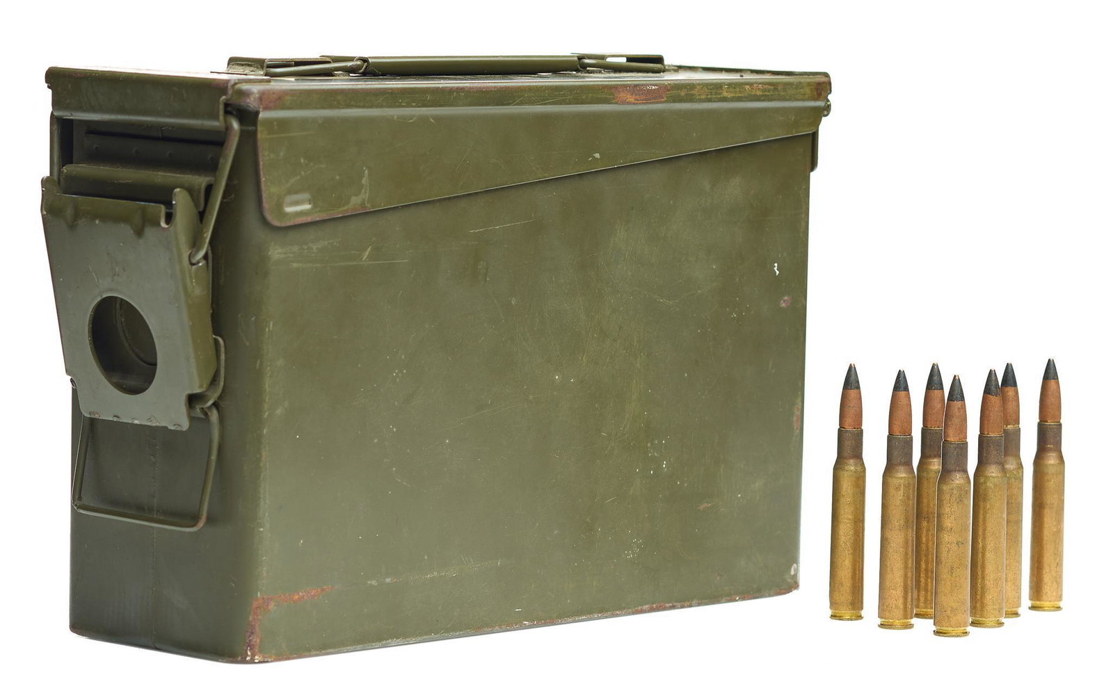 Approx. 150 Rounds of Mixed .30-06 Surplus Ammunition: Includes: -Remington, Twin cities, Norma, Saint Louis Ordnance, Lake City Hornady -37 Lake City Armor Piercing rds -some appear to be reloads Provenance: An Adkins, Texas Estate All ammunition within