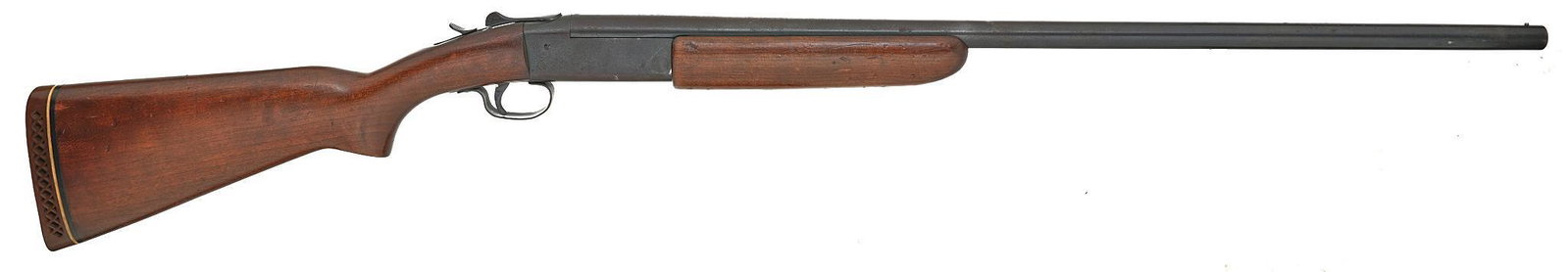 Winchester Model 37 20-Gauge Single Shot Shotgun: Serial: No SN Manufacturer: Winchester Model: 37 Caliber: 20 Ga. Barrel length: 28" Condition: Fair; wood stock has handling marks throughout w/ some larger pressure dents on forend; barrel & 