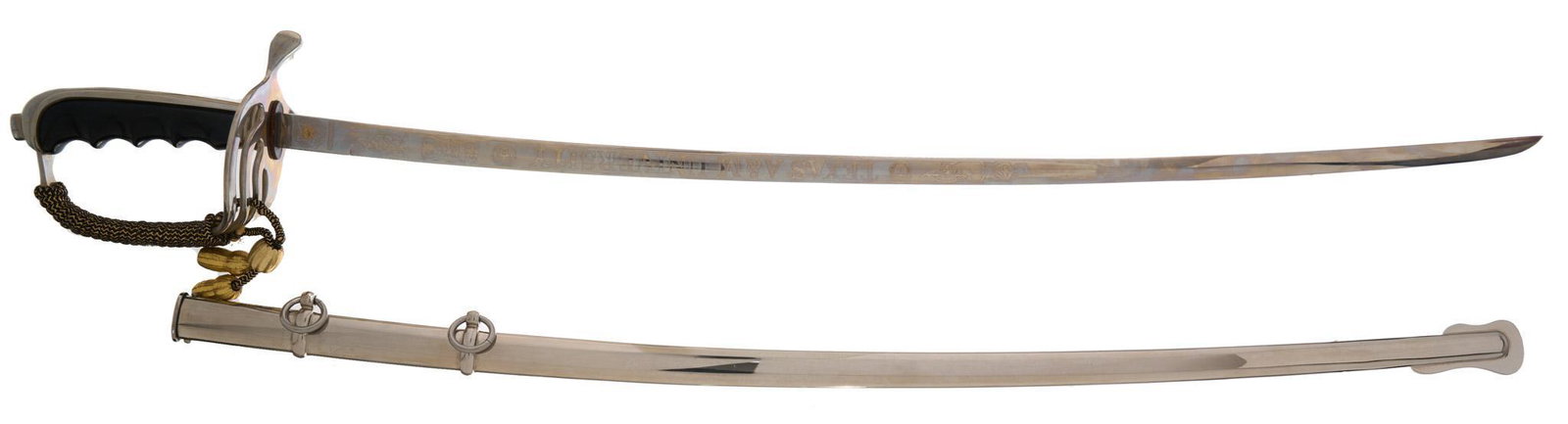 Texas A&M Corps of Cadets Dress Saber: Maker: N.S. Meyers Inc. Blade Length: 30.5" long Overall Length: 36.5" long Condition: Excellent; very light handling marks throughout Marked: Robert A. Fitzpatrick '71 Provenance: A Hurst