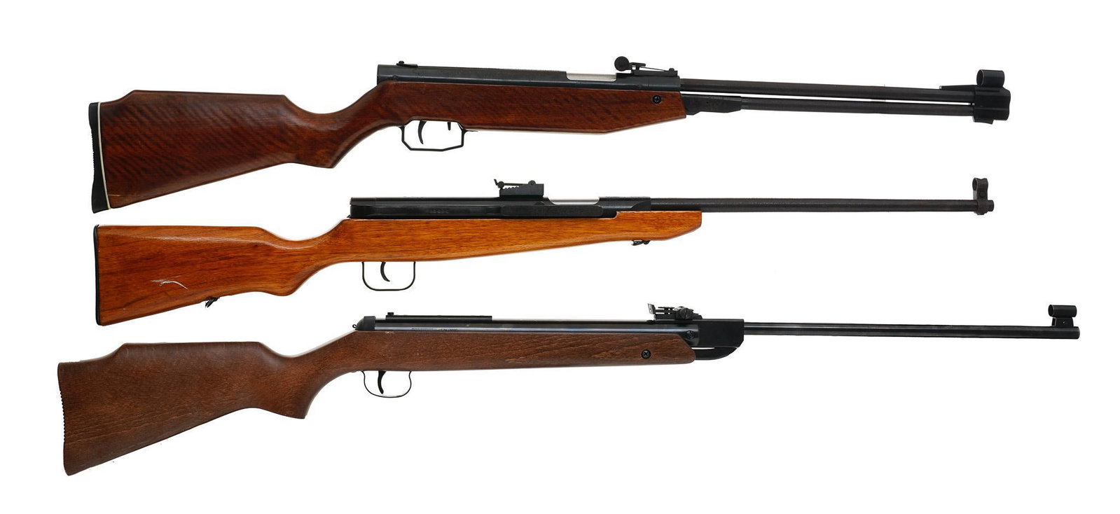 Collection of 3 Pellet Air Rifles: 1) German RWS Diana Model 34 .17Cal. Pellet Rifle; SN: 01245402; good condition, light handling marks; functioning 2) Chinese Shanghai Air Gun Co. Side-Lever .22Cal. Air Rifle; SN: 703870; fair condit