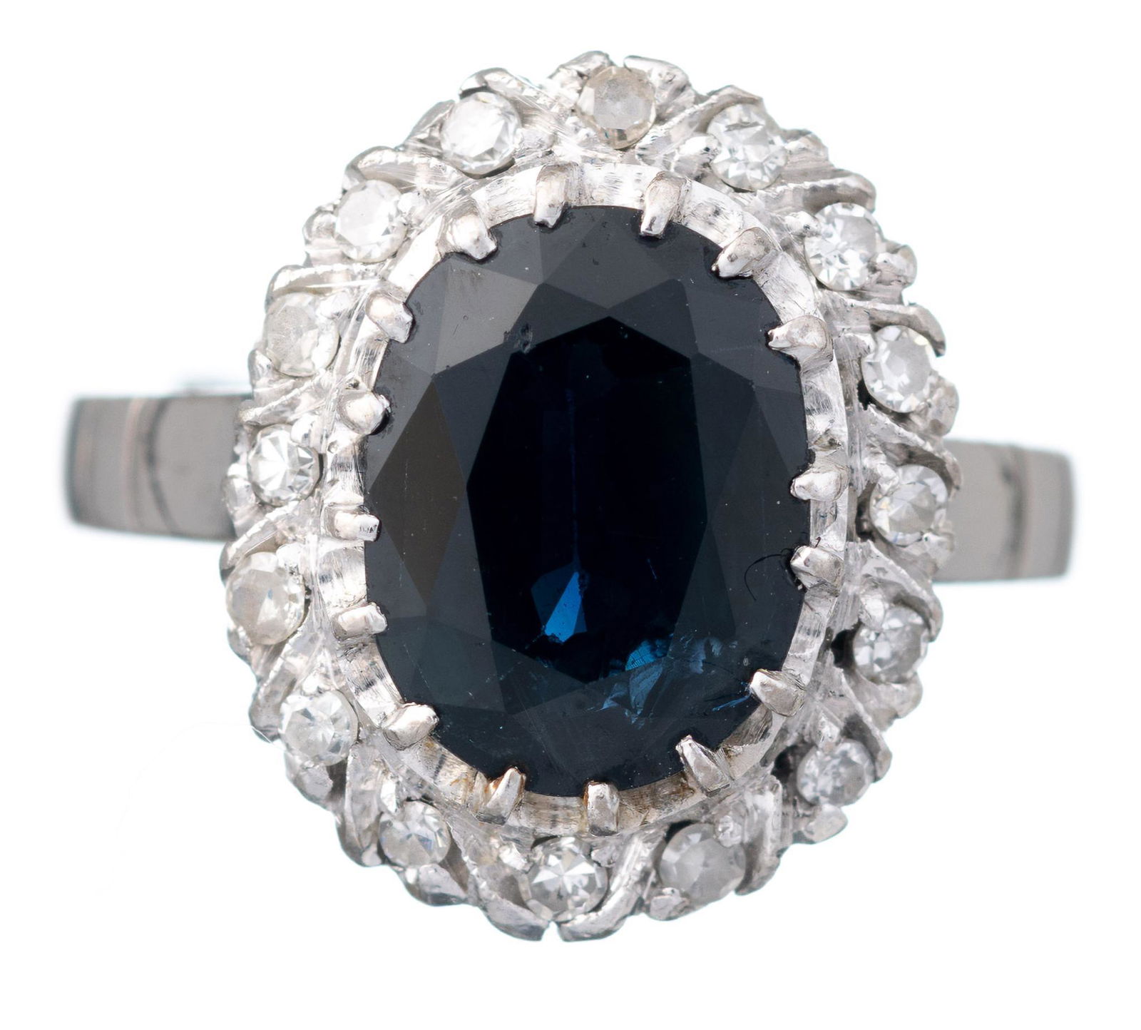 2ct Sapphire Diamond Halo 14k Gold Ring (1 of 3)
