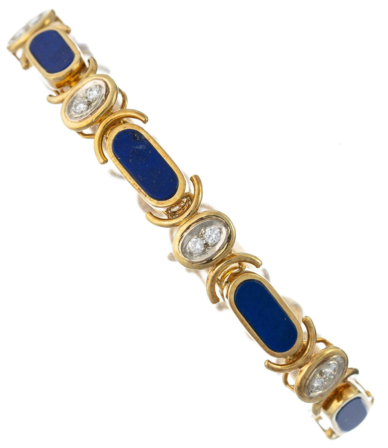 Lapis Lazuli Diamond 18k Gold Link Bracelet (1 of 4)