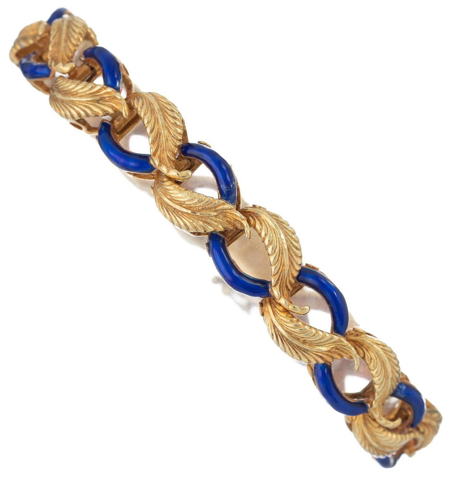 Italian Cobalt Enamel 14k Gold Link Bracelet (1 of 4)