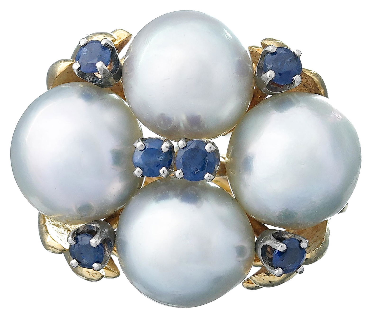 Vintage Grey Pearl Sapphire 18k Gold Ring (1 of 3)