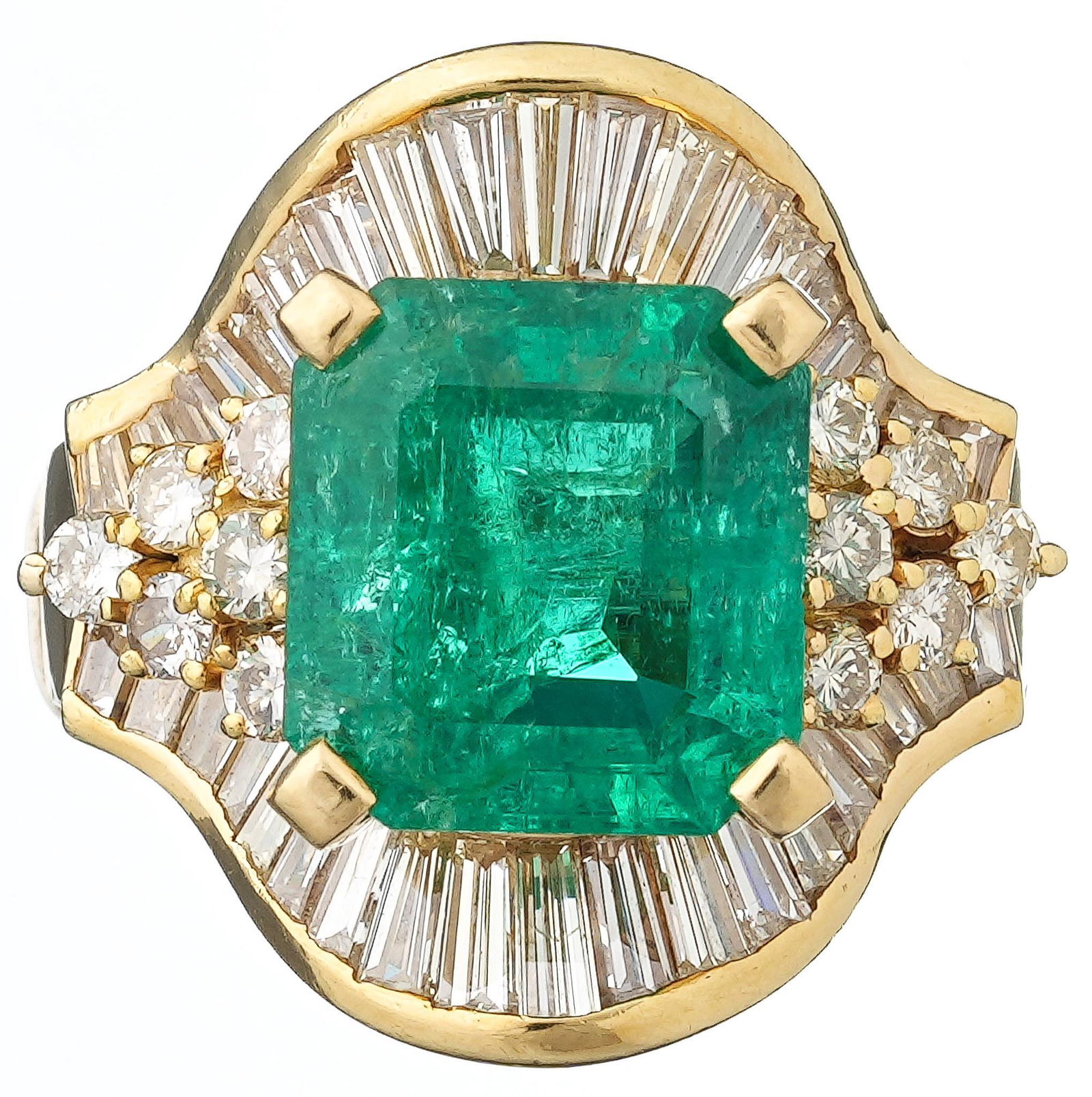 4ct Emerald Diamond 18k Gold Ring (1 of 2)