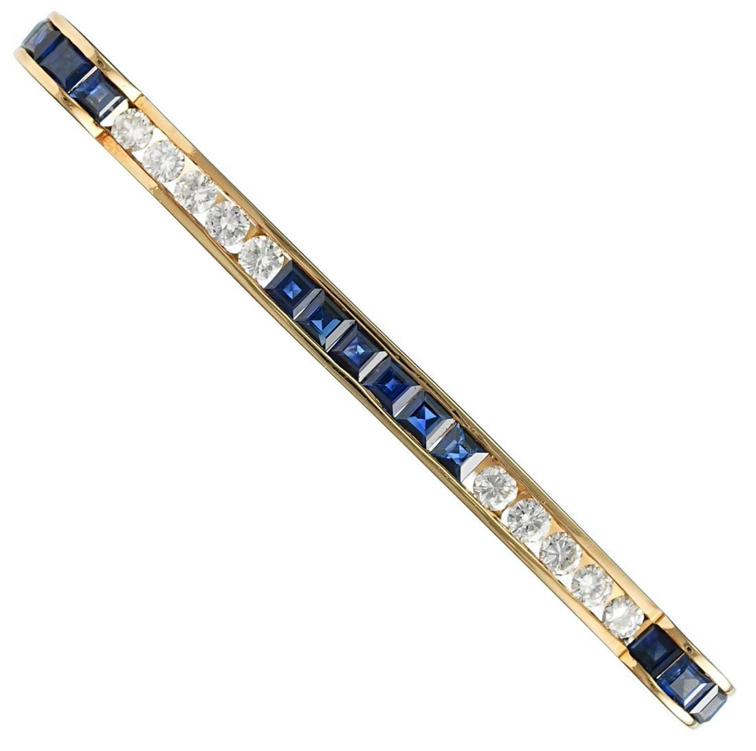 Sapphire Diamond Channel Set 18k Gold Bangle Bracelet (1 of 4)