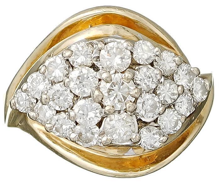 Vintage Elliptical Diamond Cluster 14k Gold Ring (1 of 3)