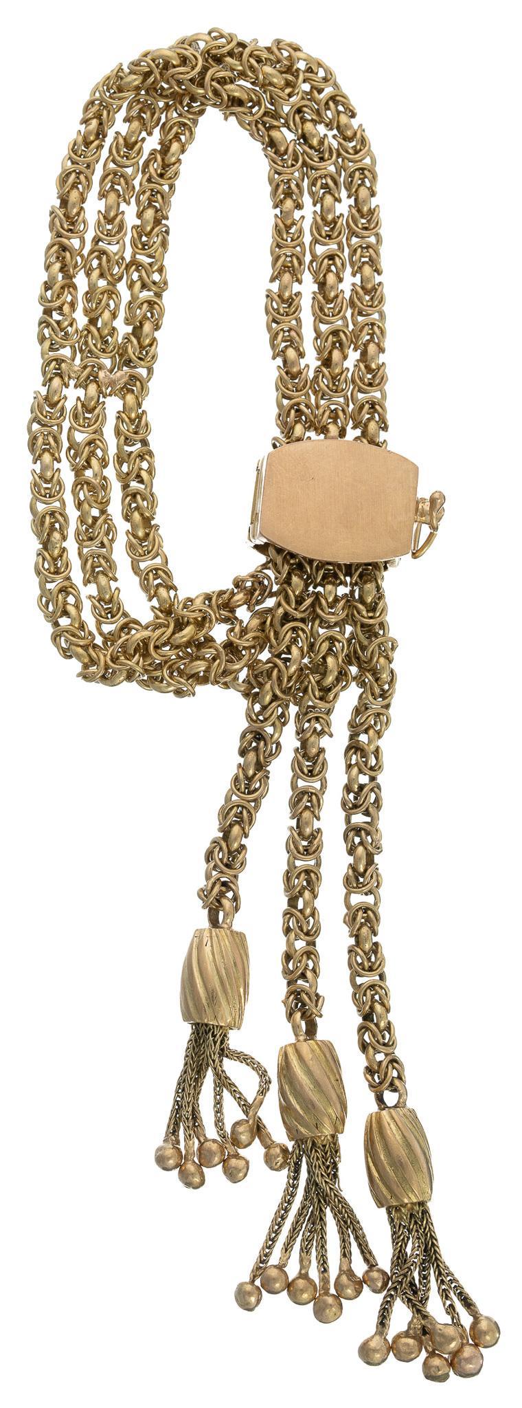 Byzantine Three Strand 18k Gold Tassel Bracelet (1 of 4)