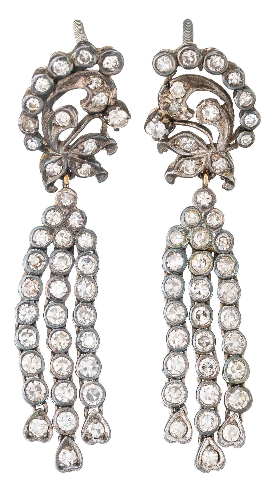 Vintage Diamond Tassel 14k Gold Dangle Earrings (1 of 2)