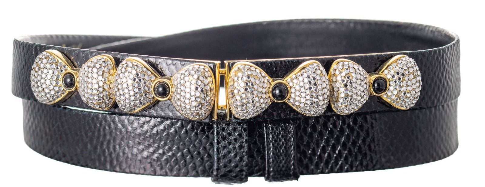 Judith Leiber Crystal Bow Snakeskin Belt (1 of 5)