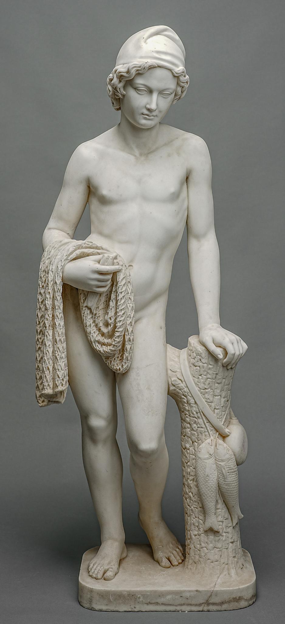 Antique Marble Garden Statue, Fisherman (1 of 7)