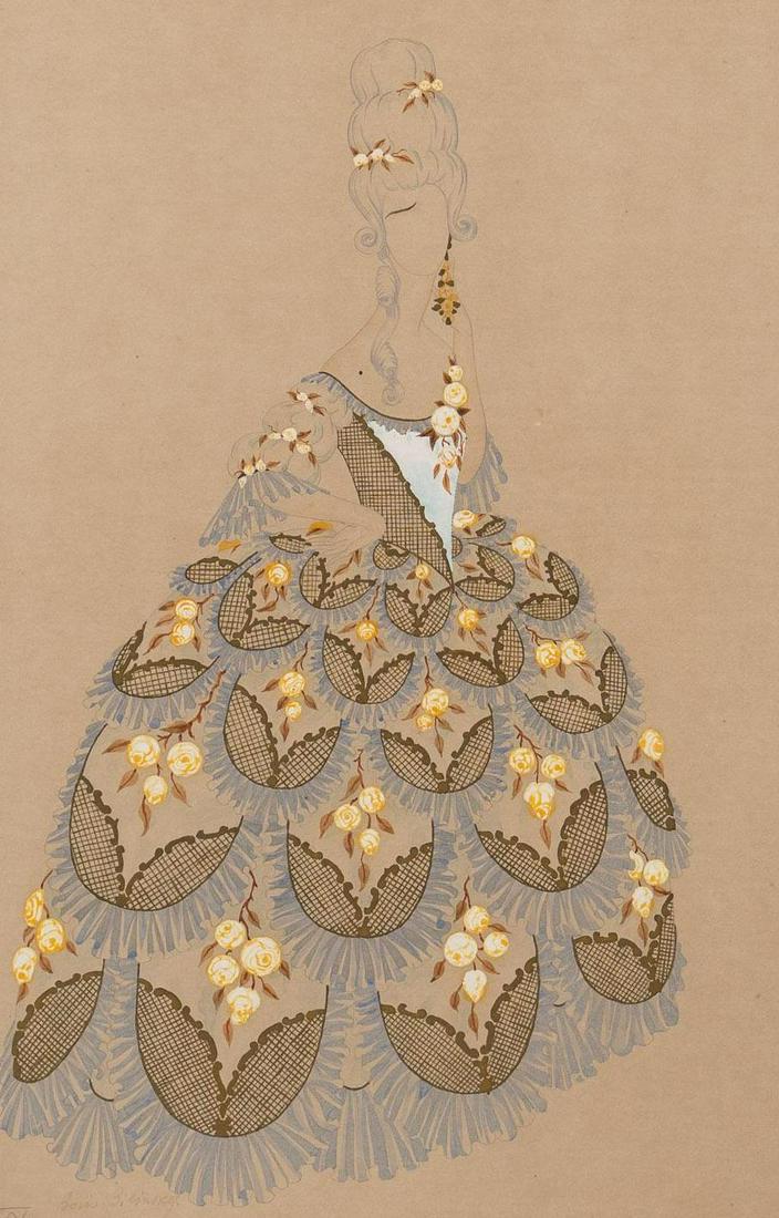 Boris Bilinsky (1901-1948), Marie Antoinette Costume Design: Boris Bilinsky (1901-1948), Marie Antoinette Costume Design, pencil and gouache on paper Image: 18 x 12;, frame: 26 x 19; Provenance: A San Antonio, Texas collection Wardrobe master, set designer and 