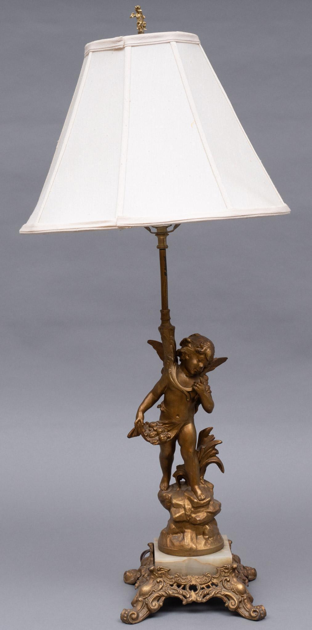 After August Moreau (1834-1917, FR), Bronze Cupid Table Lamp (1 of 6)