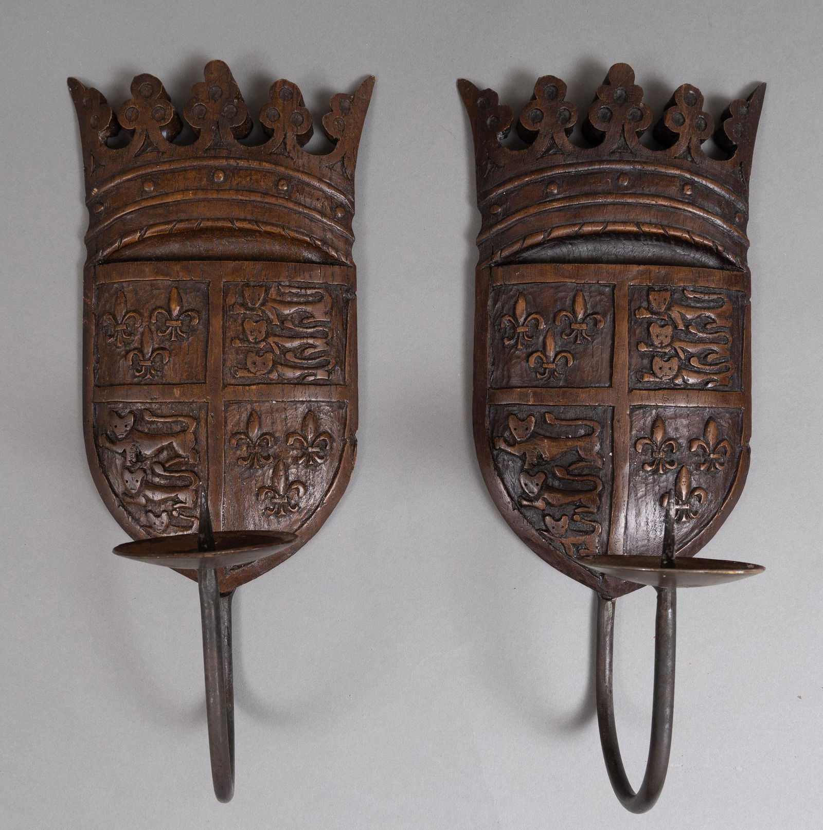 Pair of Wooden Medieval Style Sconces (1 of 2)