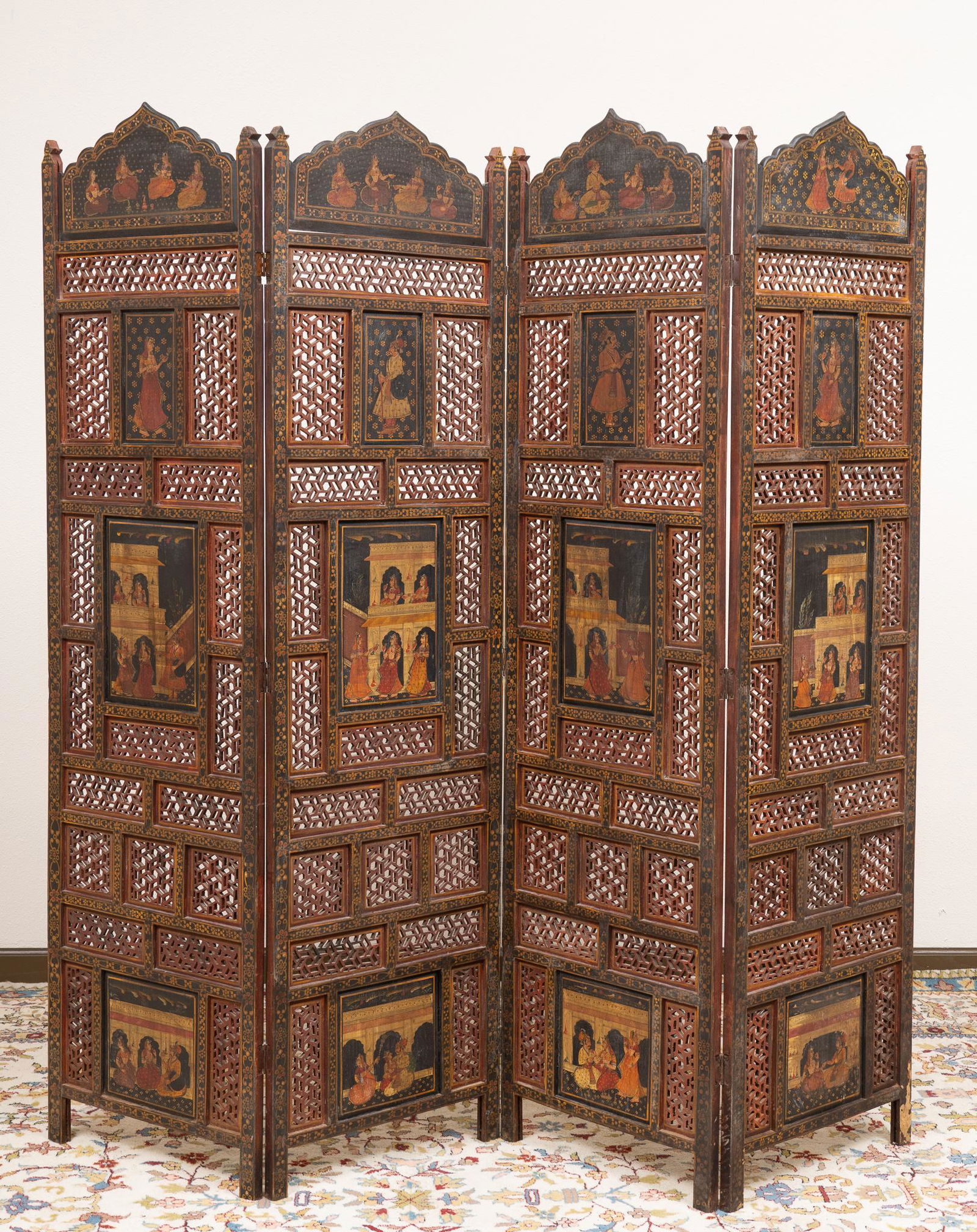 Indian Carved Wood Folding Screen (1 of 8)