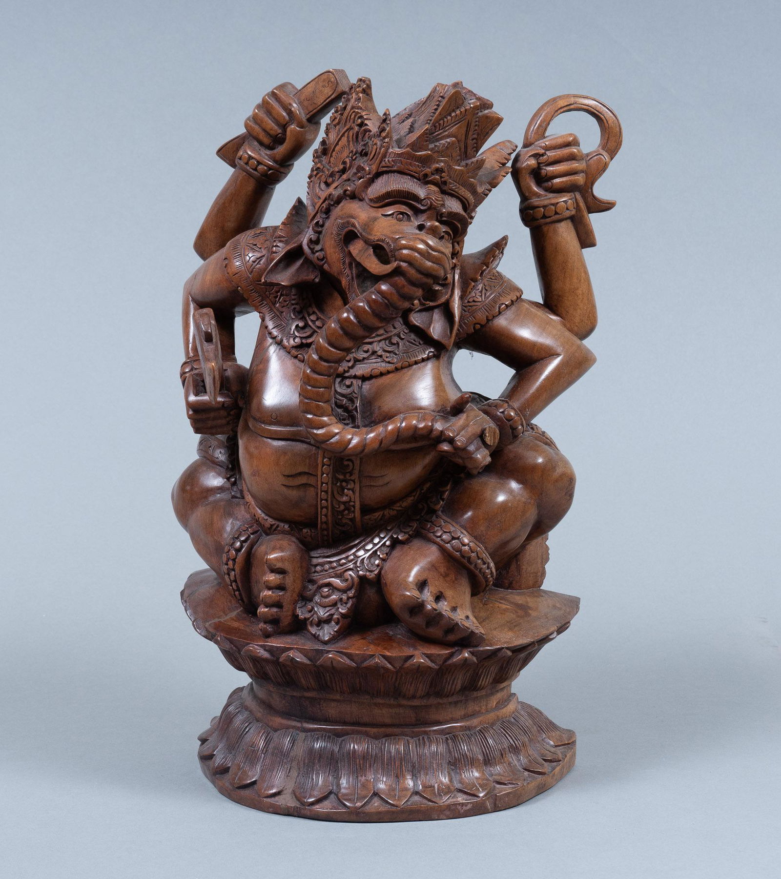 Hand-Carved Wooden Ganesha Statue (1 of 5)