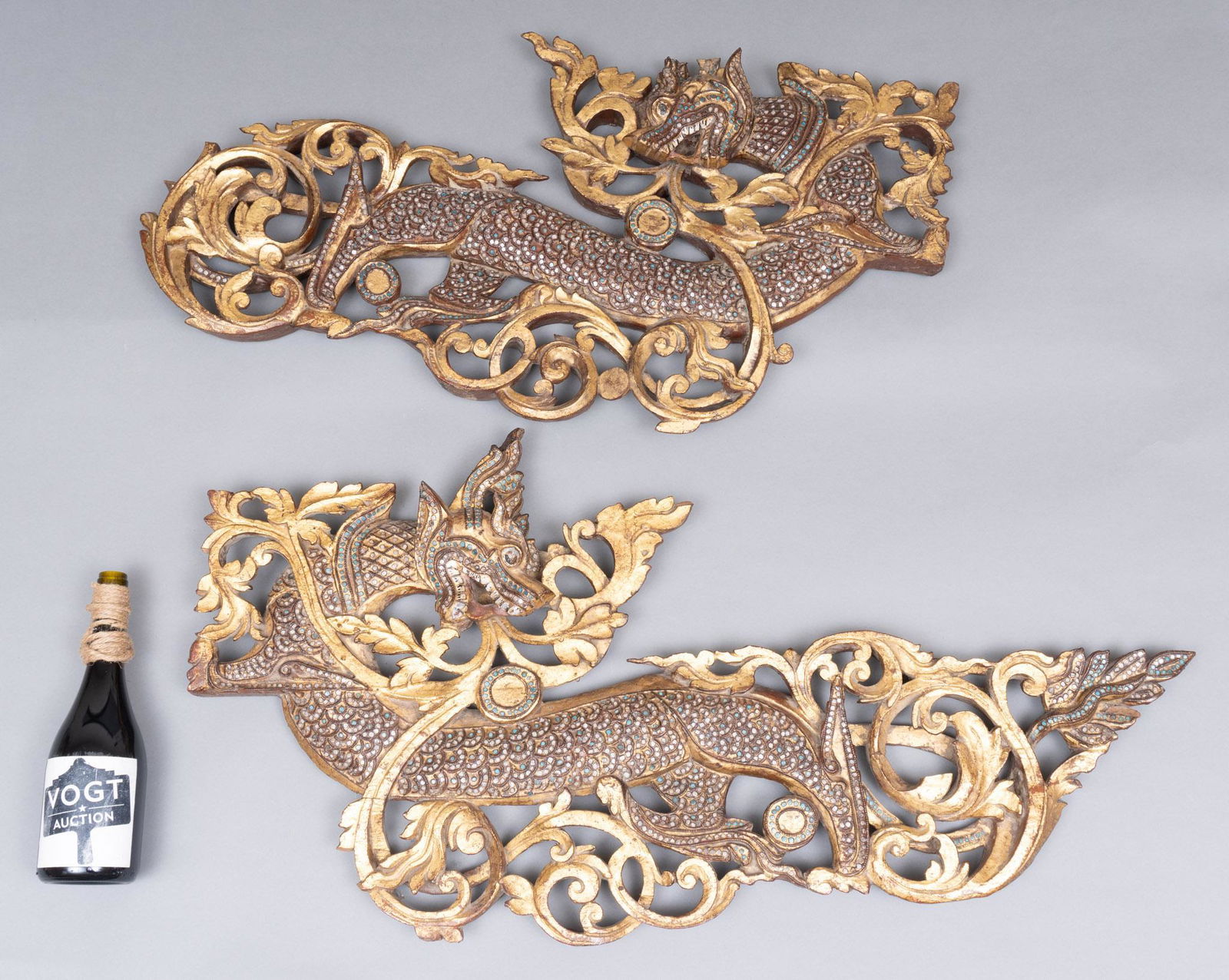 Pair of Asian Carved Dragon Panels (1 of 3)