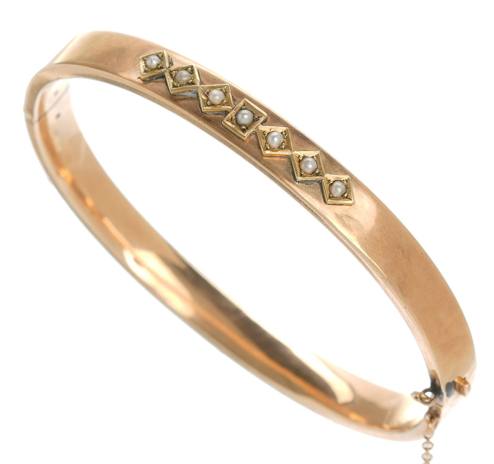 Antique 14k Gold Pearl Bangle Bracelet (1 of 3)