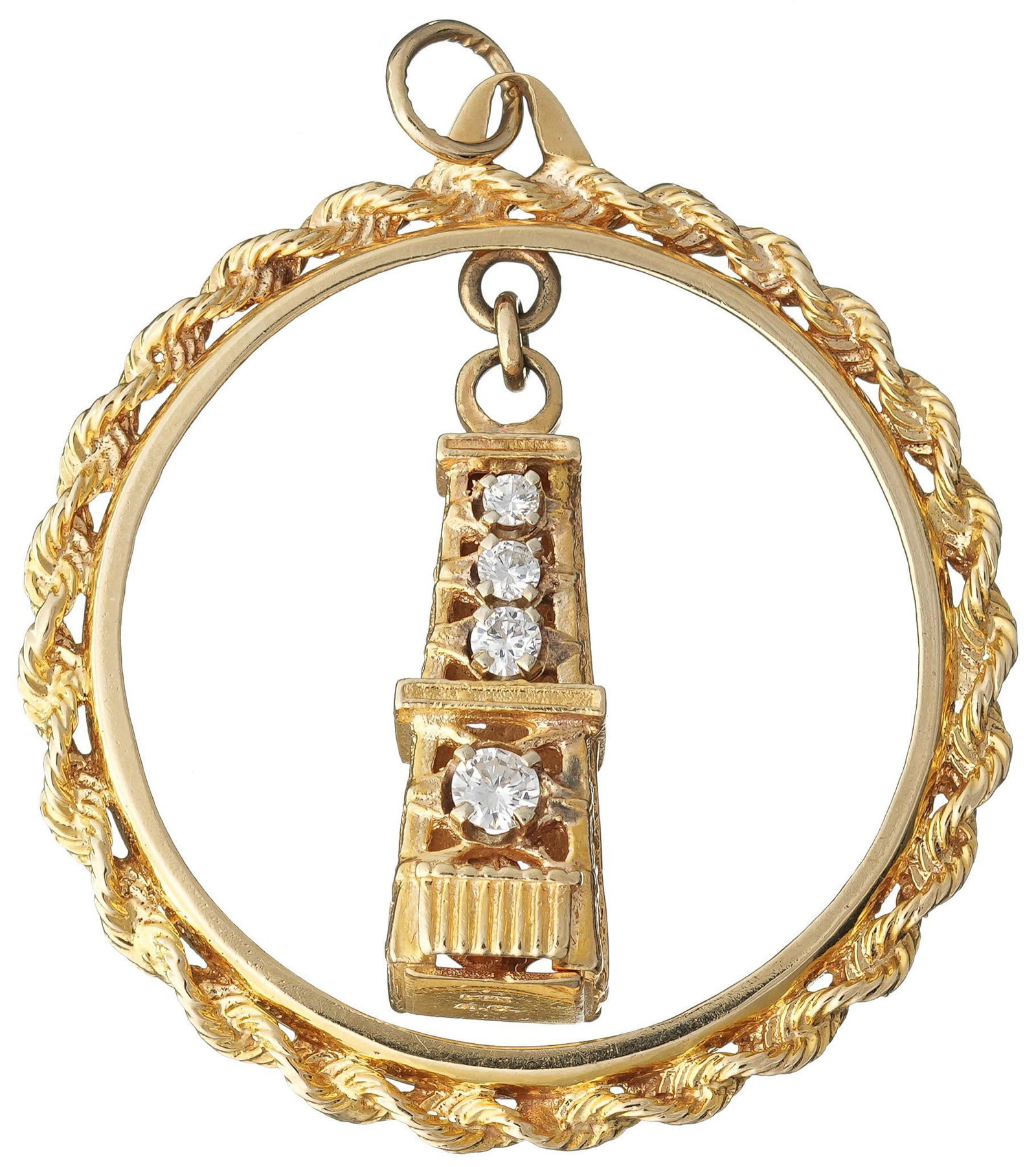 Diamond 14k Gold Oil Derrick Pendant (1 of 3)