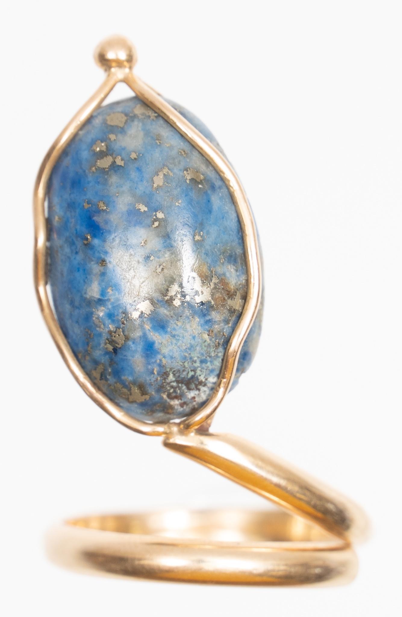 Modernist Lapis Lazuli Serpent 14k Gold Ring (1 of 3)