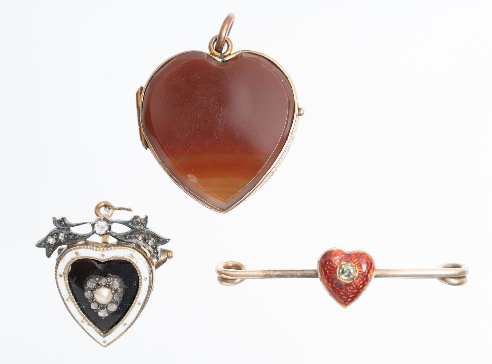 Victorian Enamel 10k Gold Heart Locket Pin (1 of 3)