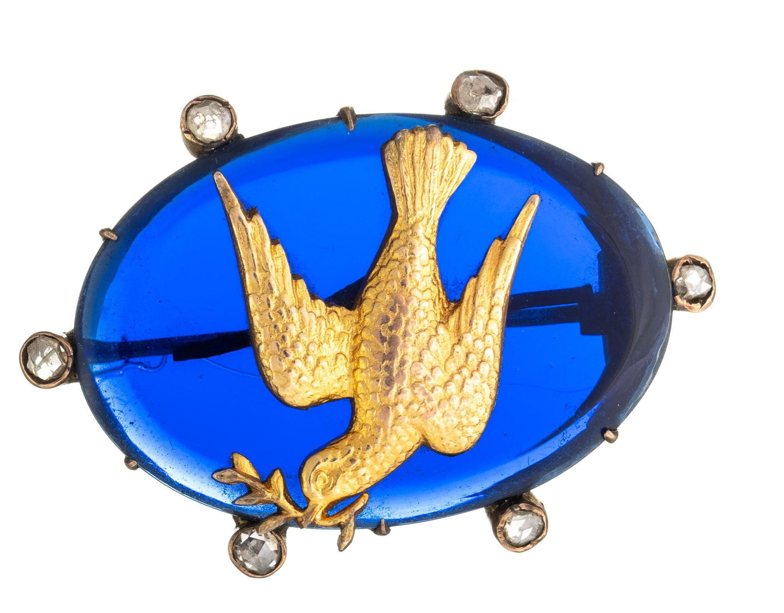 Victorian Peace Dove Diamond 10k Gold Brooch (1 of 2)