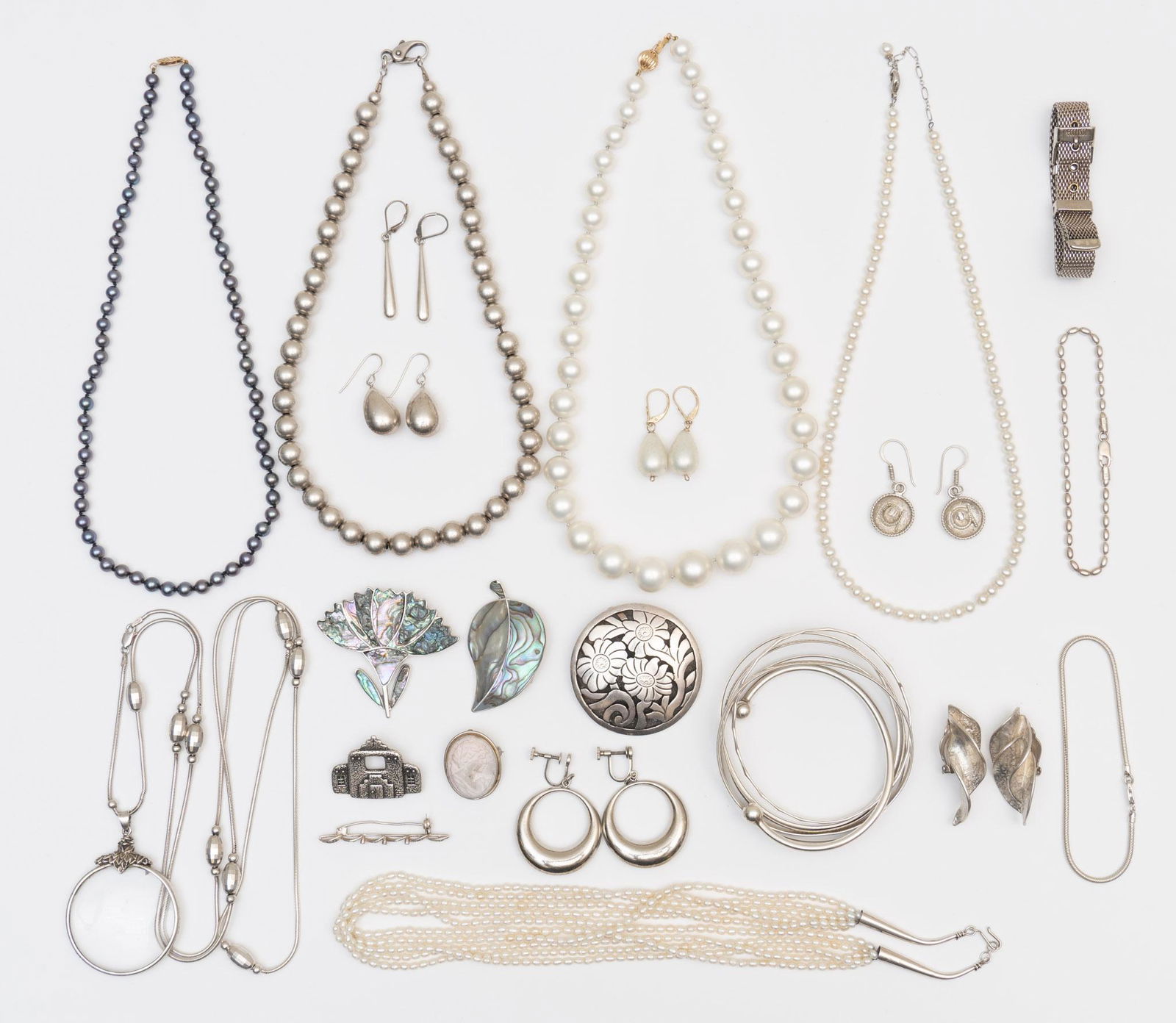 Collection of Vintage Sterling Silver and Pearl Jewelry (1 of 5)