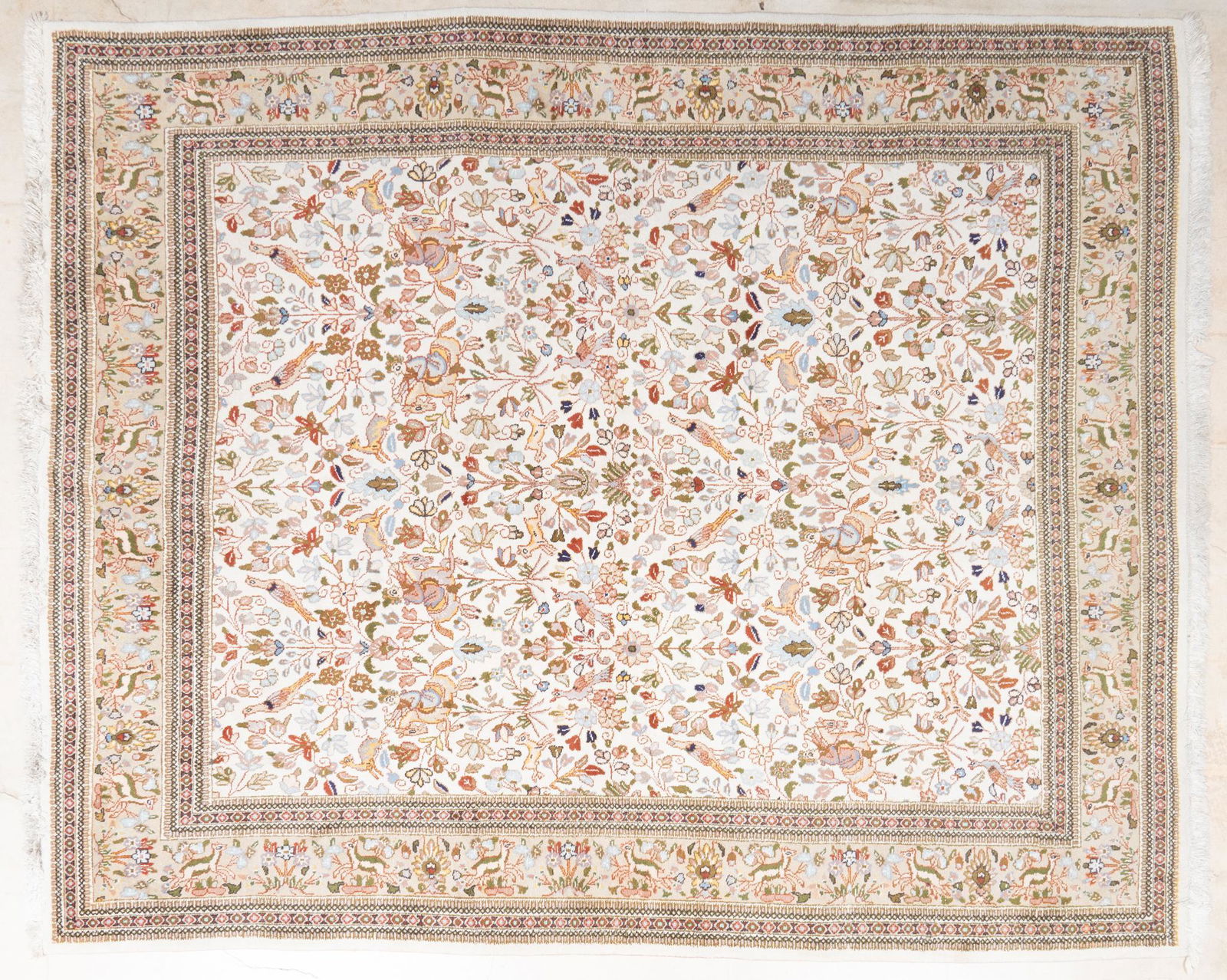 Hand-Made Ghom Style Estate Rug, 10' 8" x 8' 5" (1 of 3)