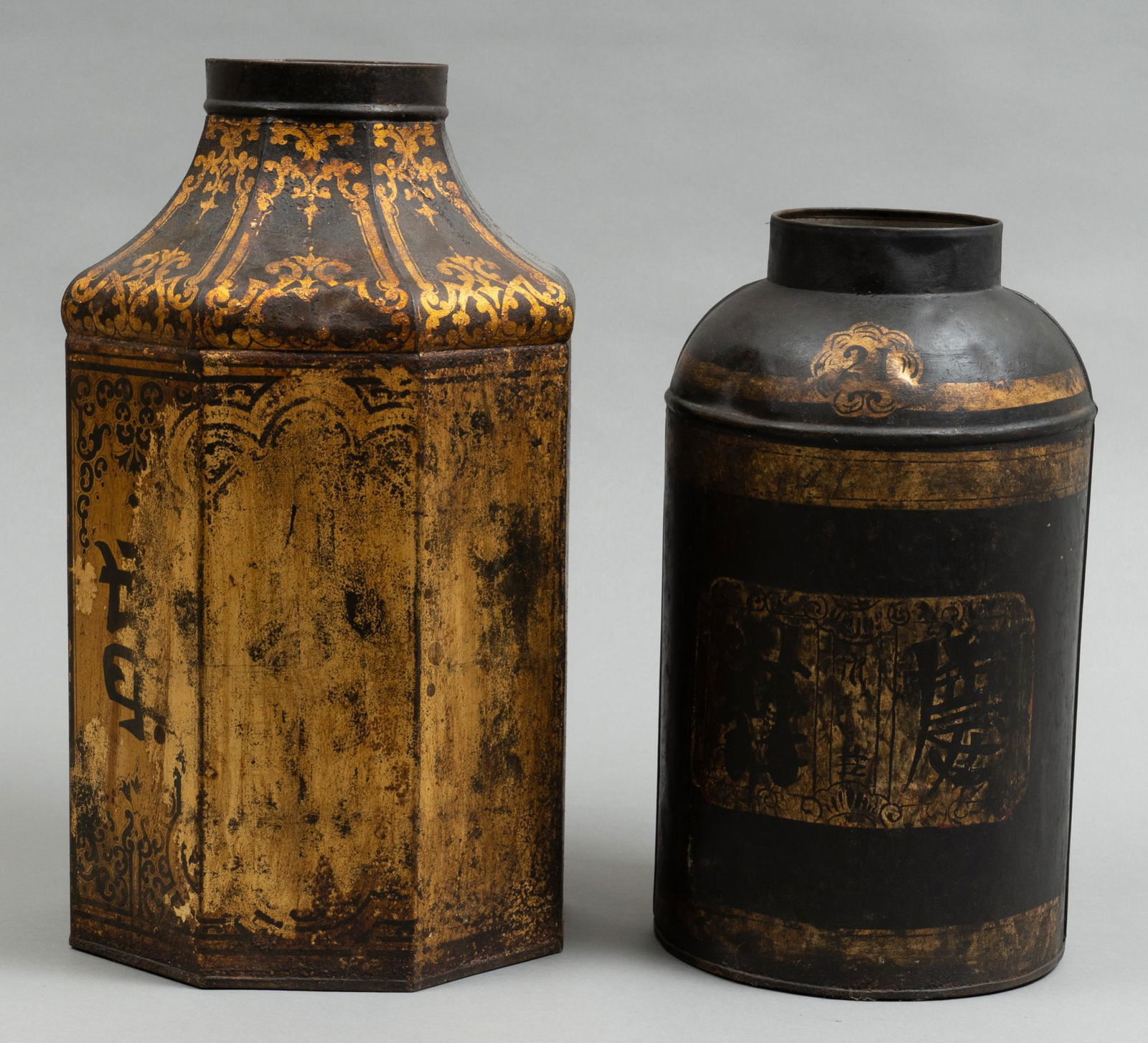 Pair of 19th Century Tin Tea Canisters (1 of 3)