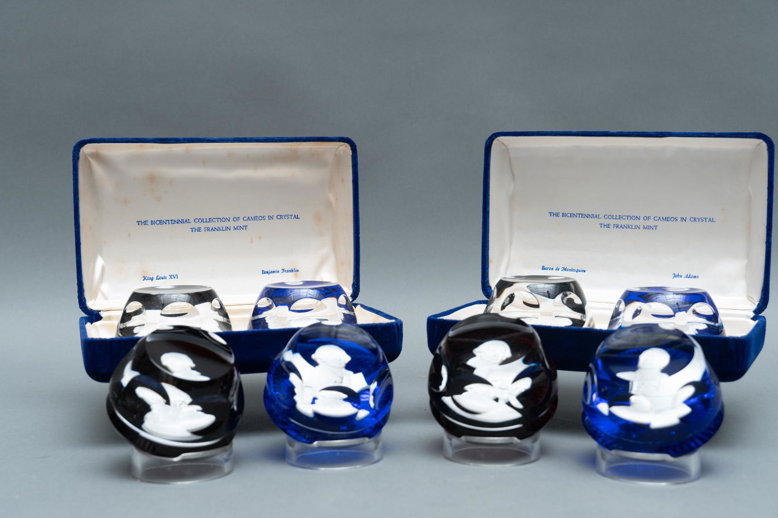 Set of (8) Baccarat Cameo in Crystal  Paperweights (1 of 11)