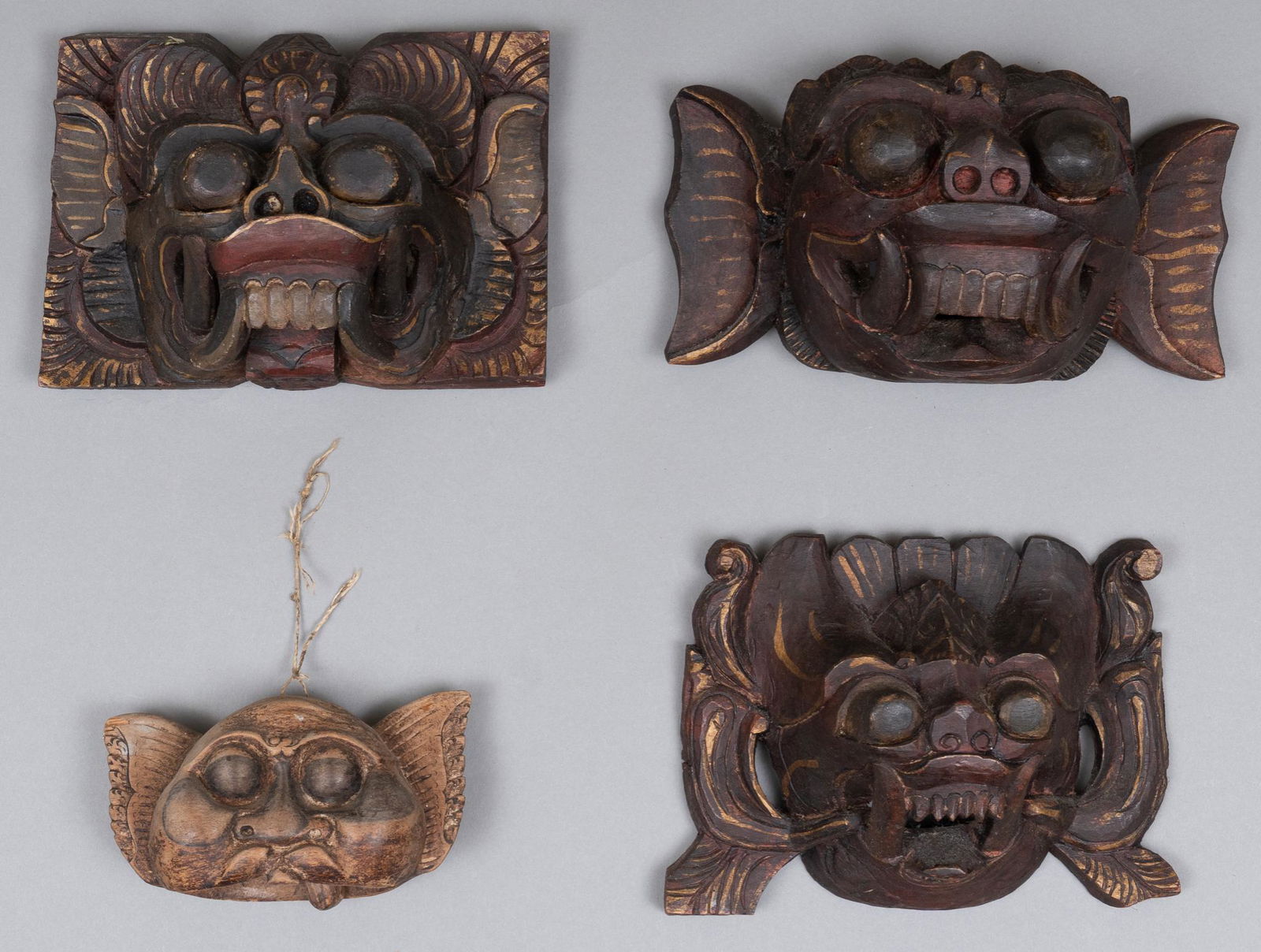 Set of (4) Hand-Carved Balinese Masks (1 of 4)