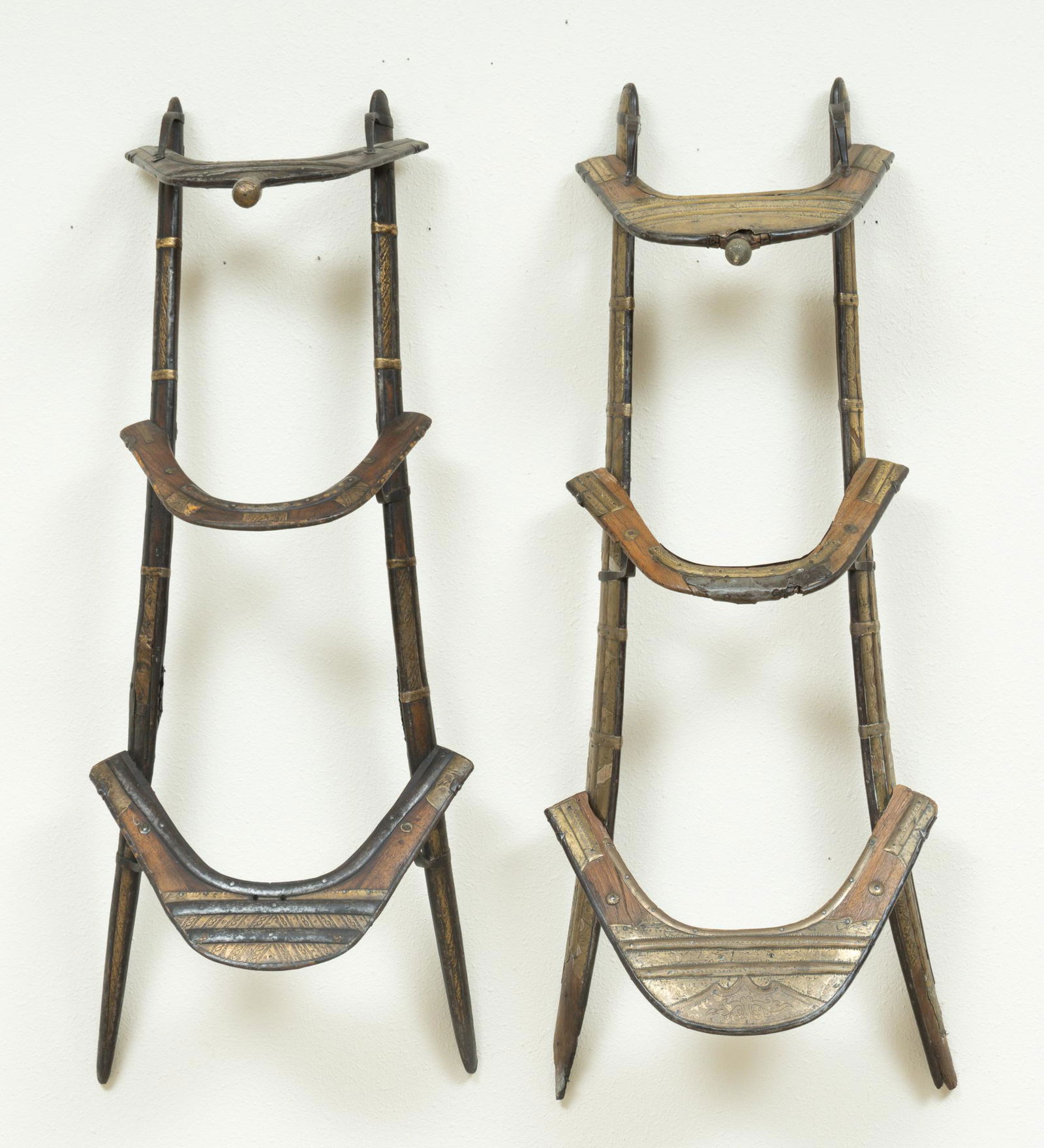 Pair of Vintage Wood and Metal Camel Saddles (1 of 6)