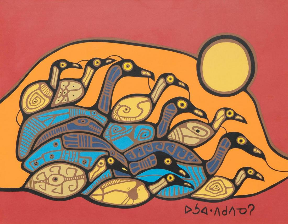 Norval Morrisseau (1932-2007), Eleven Birds (1 of 5)