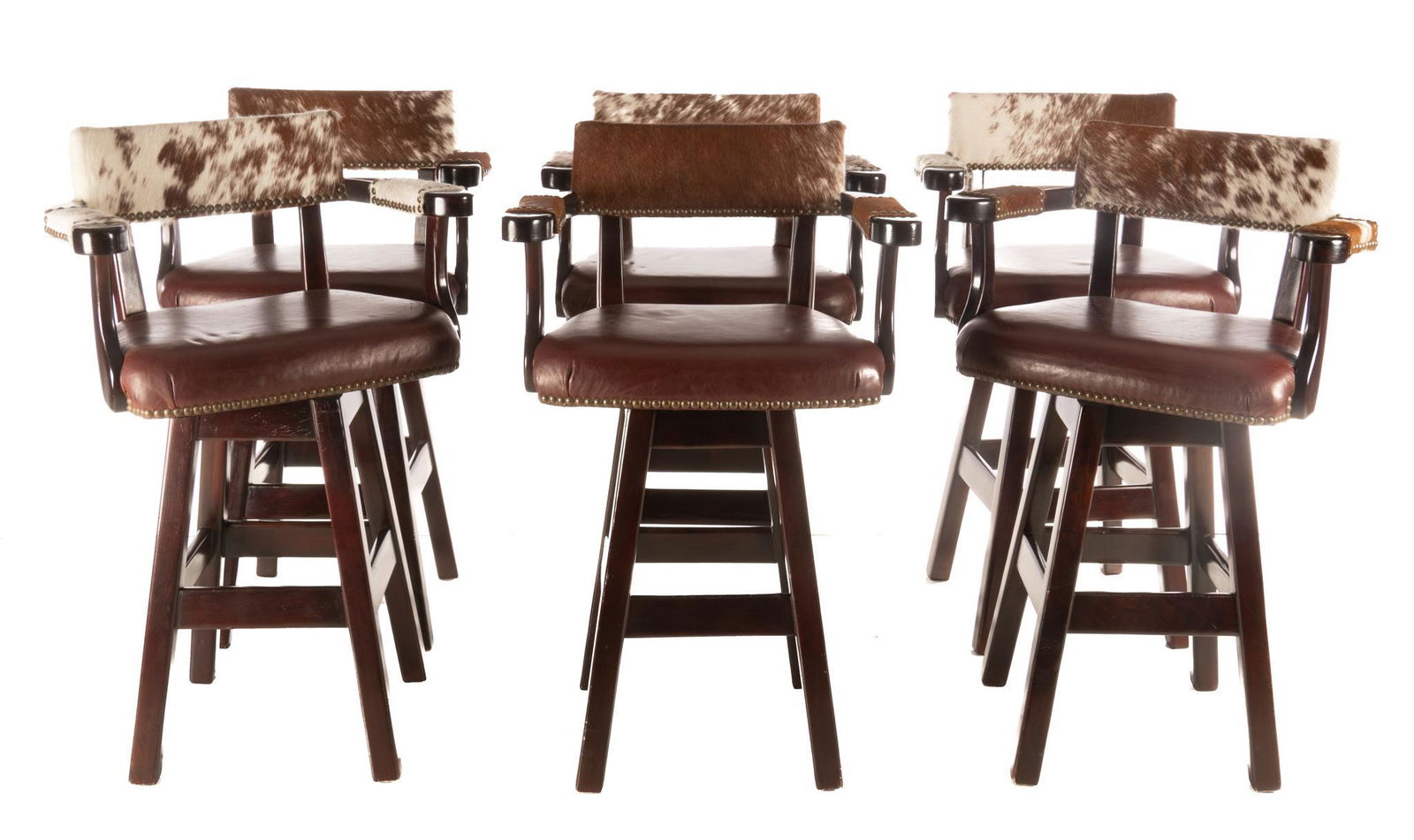 Set of (6) Cowhide Bar Stools (1 of 7)