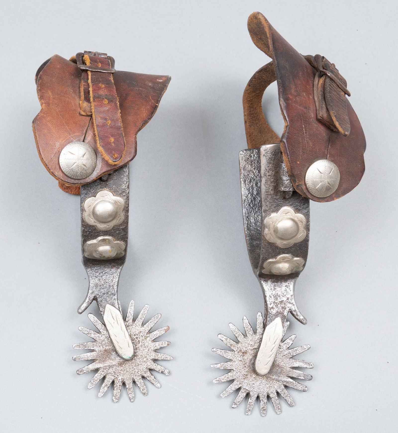 Pair of Texas Style Leather and Cast Iron Spurs (1 of 7)