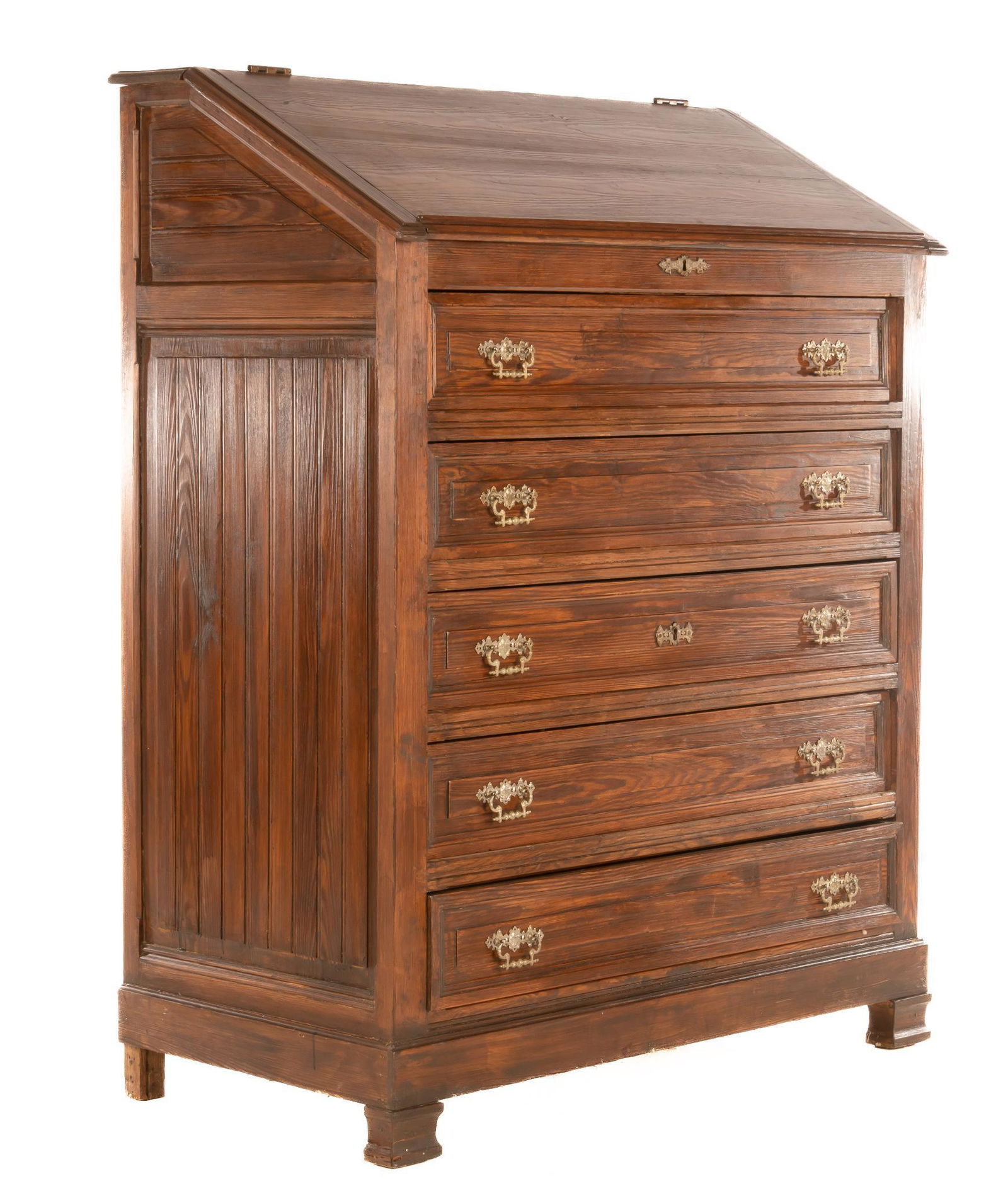 George III Style Slant-top Chest of Drawers: George III style slant-top chest of drawers, having slant hinge top leading to interior storage, above row of drawers 56.5"h x 45"w x 23"d Provenance: A San Antonio, Texas collection Condition: mi