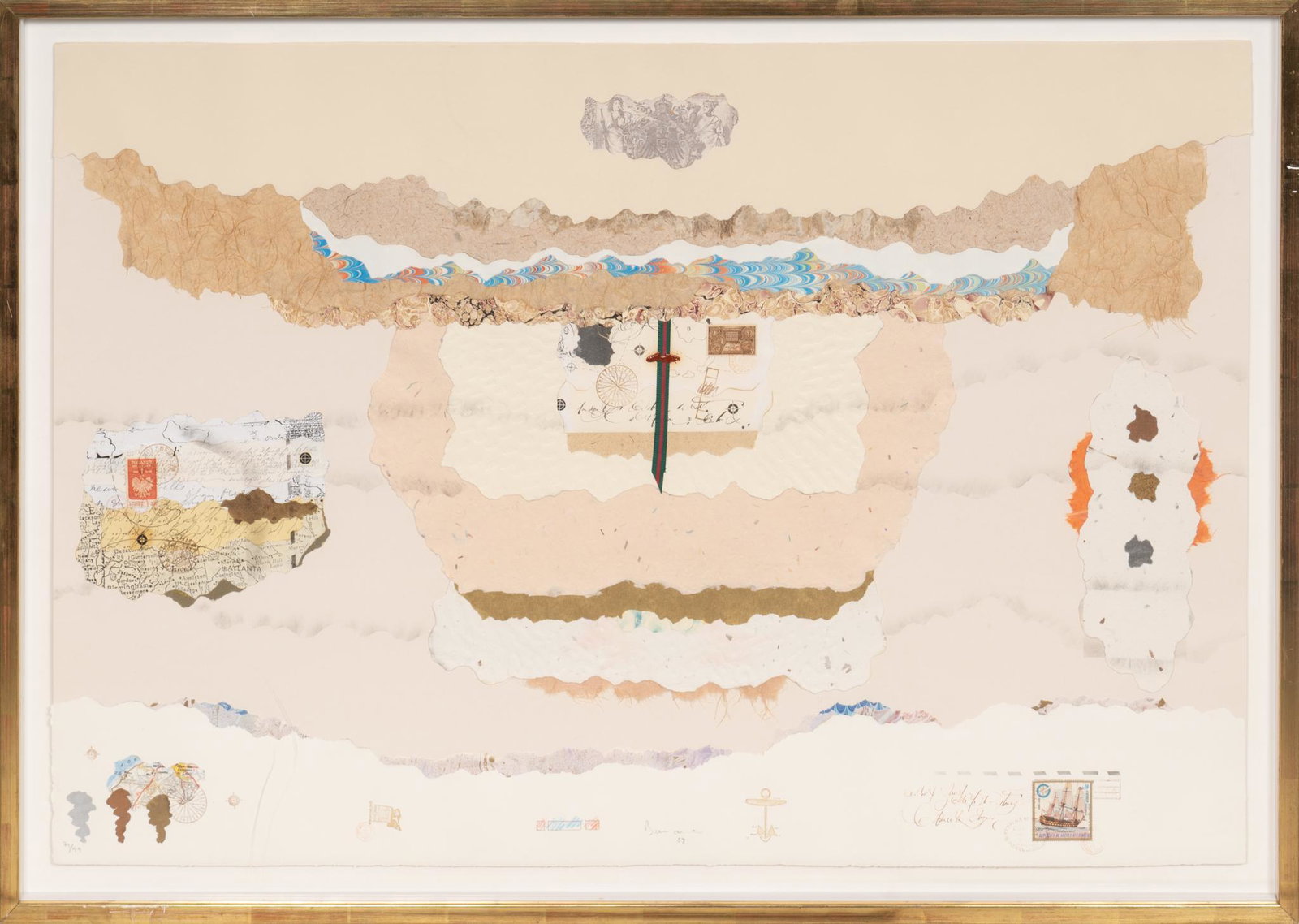Ricardo Benaim (b.1949, VZA), "Treasure Search I": Ricardo Benaim, "Treasure Search I", mixed media media on paper, ed. 79/99, signed, framed sight: 26 x 37", frame: 28 x 40" Provenance: A prominent San Antonio, Texas corporate collection We happil