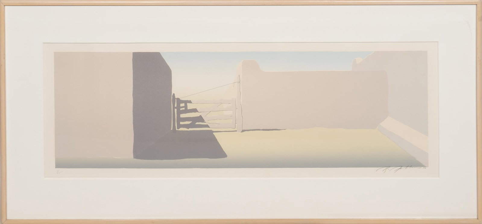 Pueblo Corral, 1986, Print: Pueblo Corral, 1986, print on paper, ed. 4/85, signed, framed sight: 14 x 40", frame: 23 x 48" Provenance: A prominent San Antonio, Texas corporate collection We happily provide seamless shipping serv