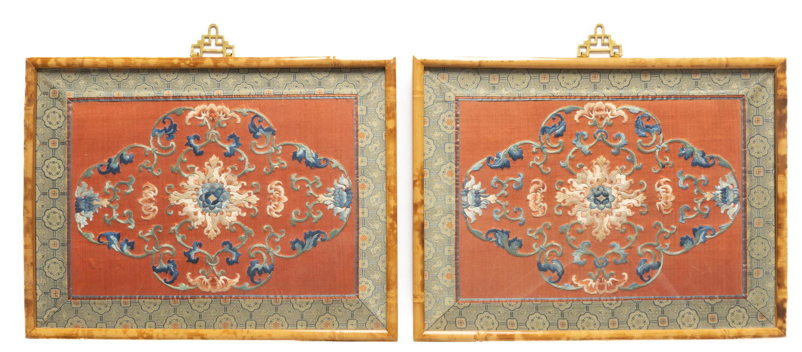 Pair of Hand-Stitched Silk Textiles (1 of 4)