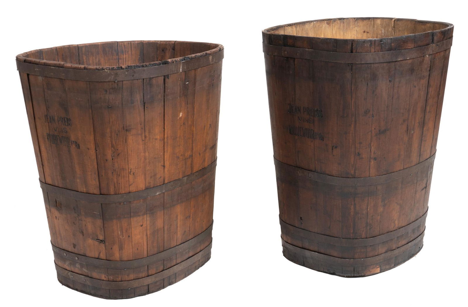 Pair of Banded Wooden Harvest Barrels (1 of 5)