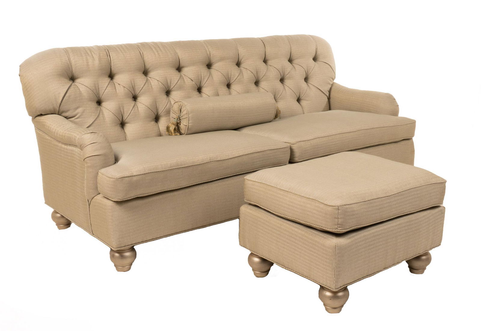 Tufted Sofa and Ottoman (1 of 4)