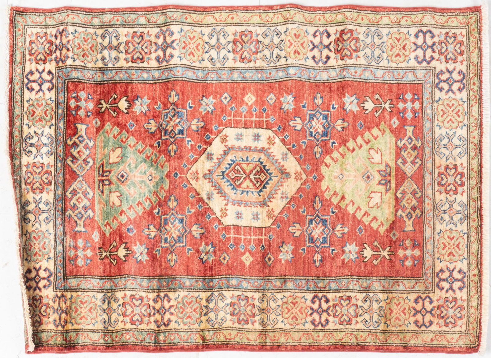 Hand-Made Kazak Style Rug, 2'10" x 4'4" (1 of 3)