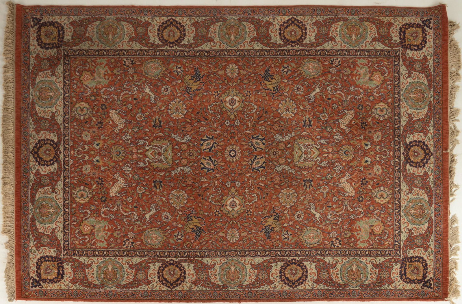 Heriz Style Rug, 9'11" x 6'7": Heriz style estate rug 9'11" x 6'7" We happily provide seamless shipping services on everything we sell. Please email us at shipping@vogtauction.com or call 210-971-5750 for more information.