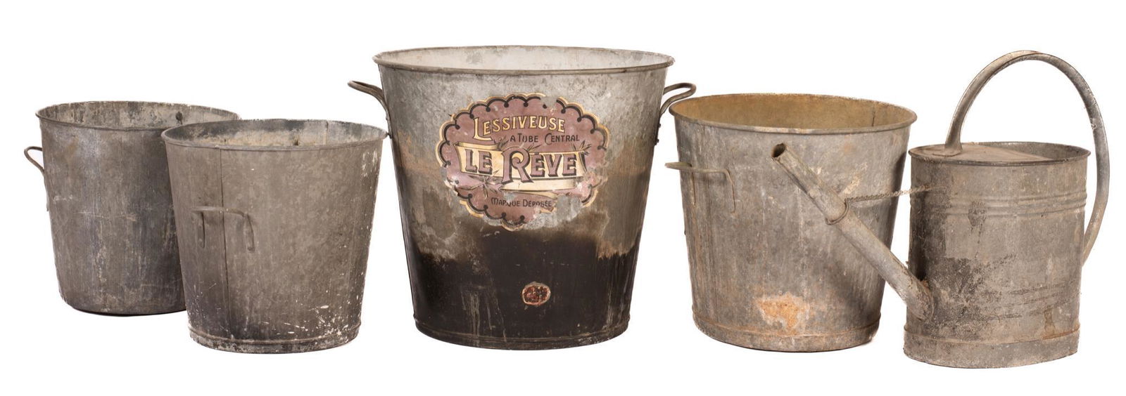 Collection of (5) Galvanized Buckets (1 of 4)
