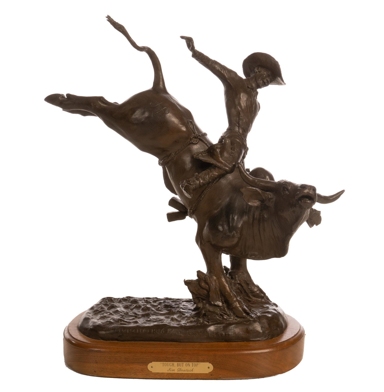 Jim Deutsch (20th C., US), "Tough But On Top": Jim Deutsch (20th C., US), ;Tough But On Top;, bronze statue, ed 15/20, signed, 21"h x 16"w x 7"d Provenance: A San Antonio, Texas collection We happily provide seamless shipping services on everythin