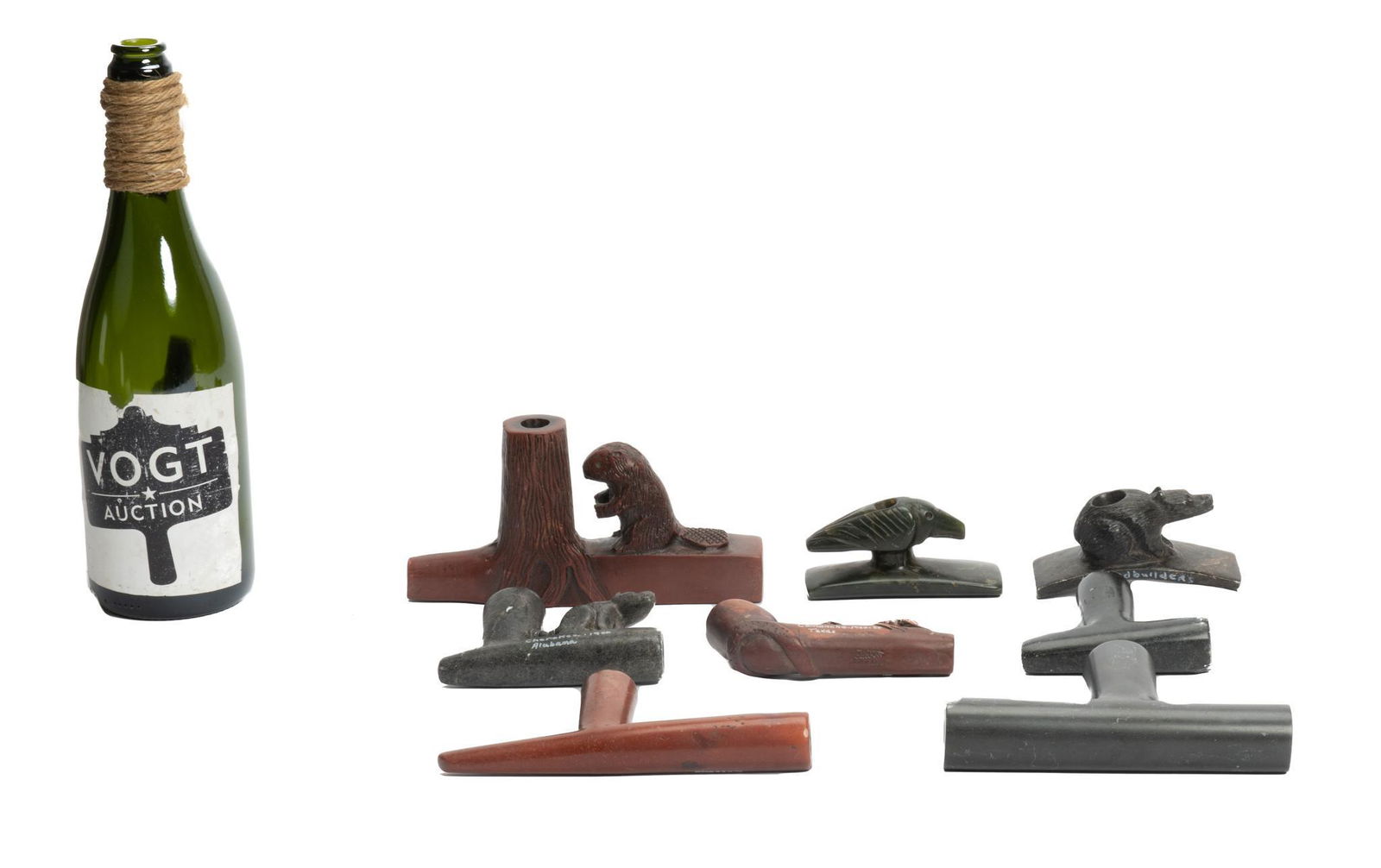 Collection of (8) Native American Effigy Pipes (1 of 9)