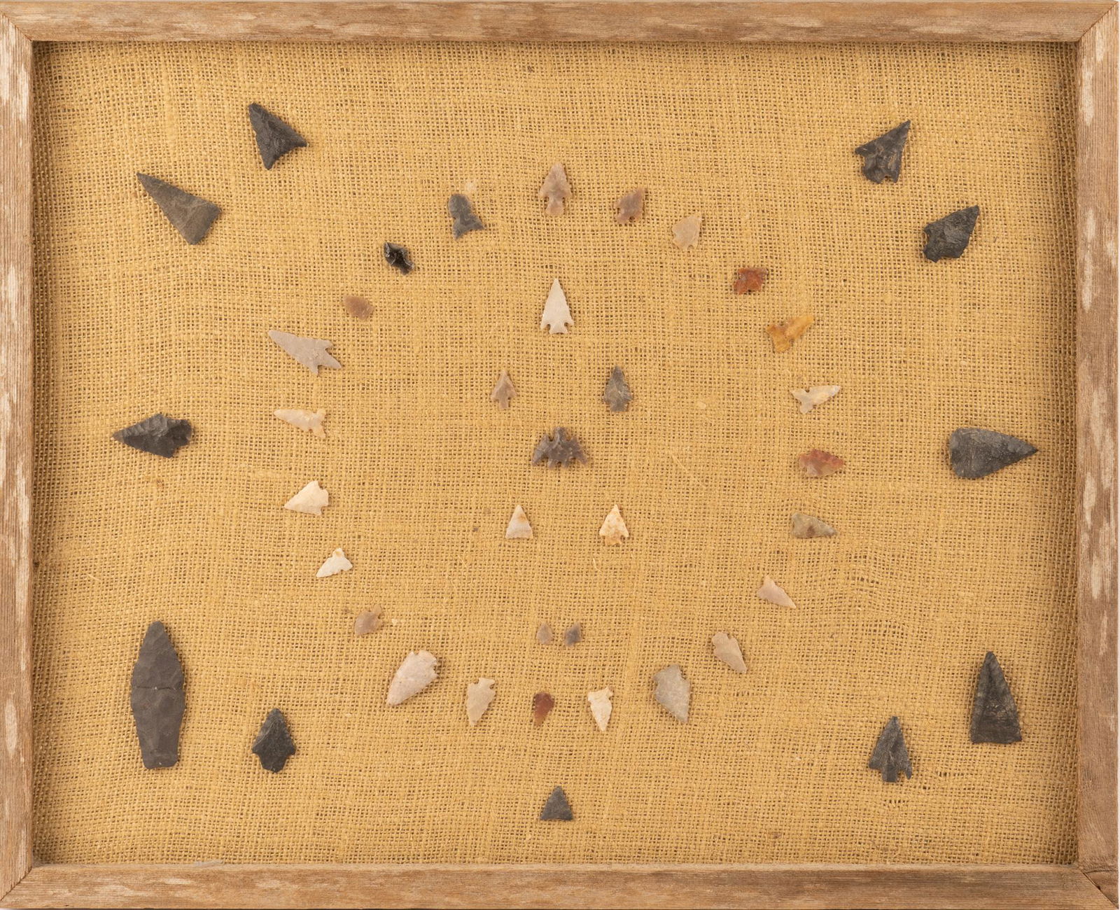 Framed Collection of (42) Stone Arrowheads (1 of 2)