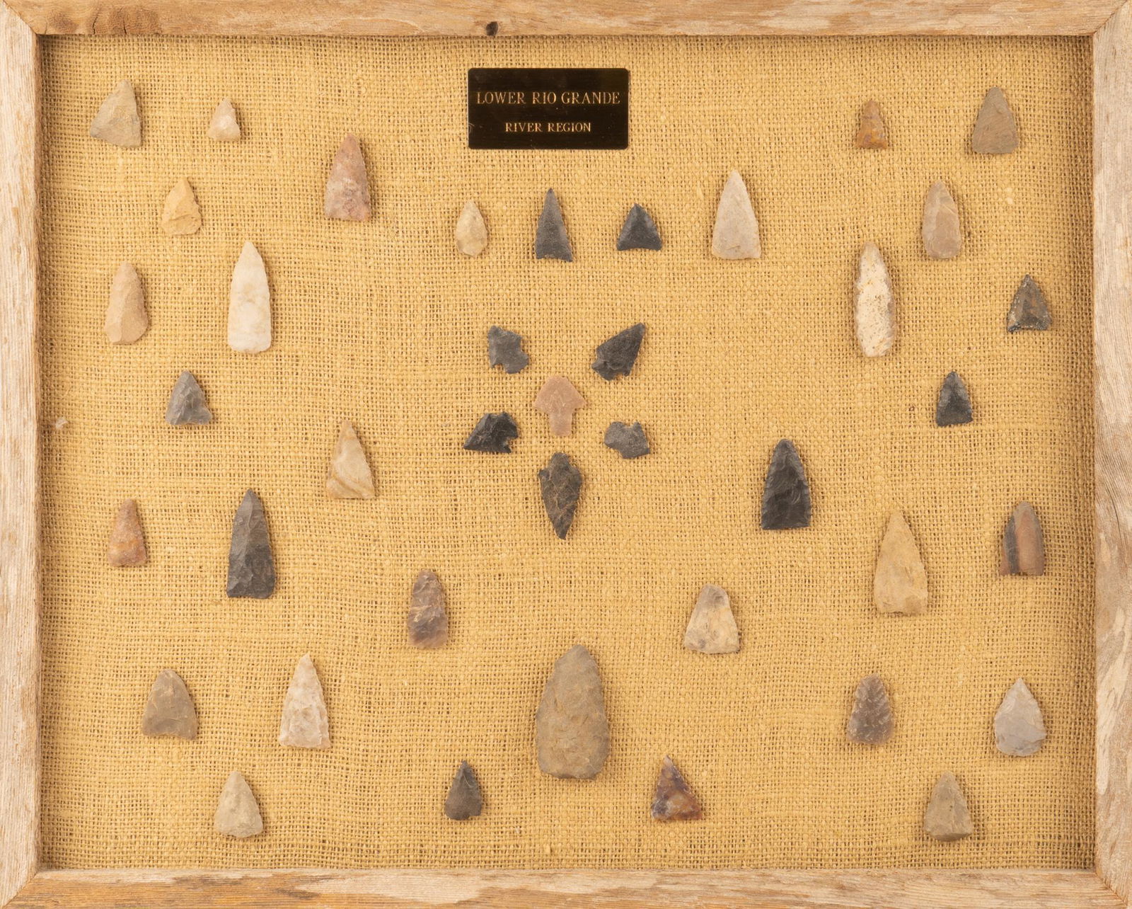 Framed Collection of (40) Stone Arrowheads and Tool Points from the Lower Rio Grand Area (1 of 3)